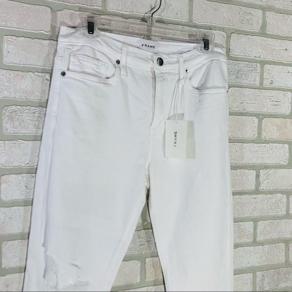 Frame NWT Le Beau Distressed High Rise Straight Leg Jeans Size 26 - Picture 11 of 12